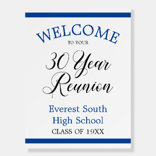 Blue Stripes Welcome to 30 Year Class Reunion Foam Board
