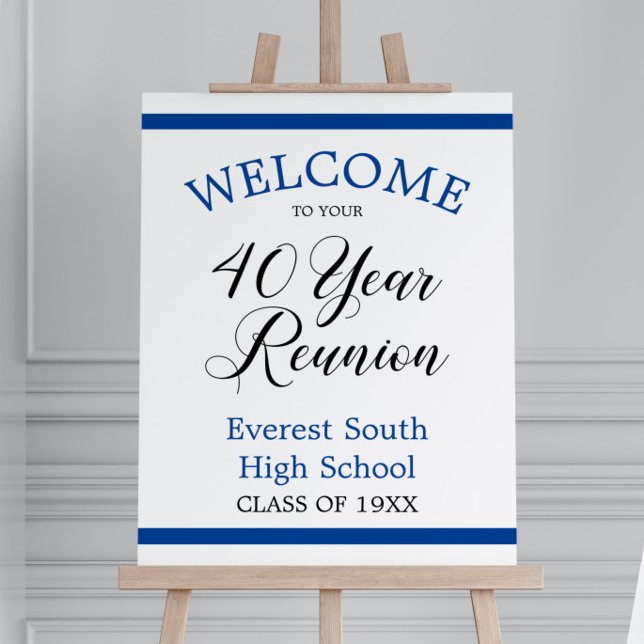 Blue Stripes Welcome to 40th Class Reunion Foam Board (Creator Uploaded)