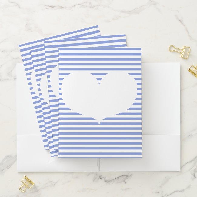 Blue Stripes & White Heart | Pocket Folder