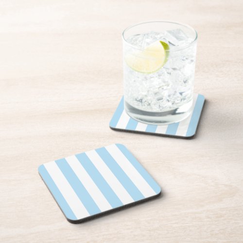 Blue Stripes White Stripes Striped Pattern Beverage Coaster