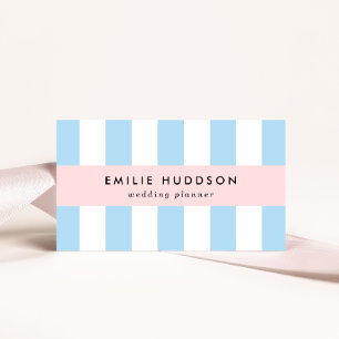 Blue Stripes, White Stripes, Striped Pattern Business Card