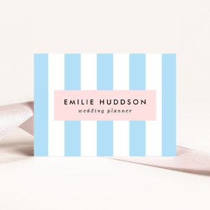 Blue Stripes, White Stripes, Striped Pattern Business Card