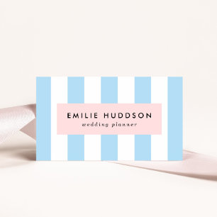 Blue Stripes, White Stripes, Striped Pattern Business Card