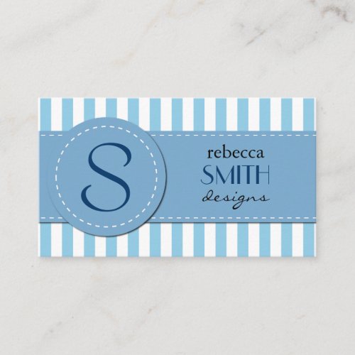 Retro Chic Artistic Lines Stripes Blue White Business Cards