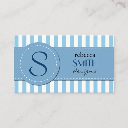 Customizable Retro Chic Artistic Lines Stripes Blue White Business Cards