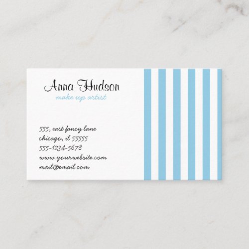 Retro Chic Artistic Lines Stripes Blue White Business Card