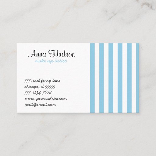 Customizable Retro Chic Artistic Lines Stripes Blue White Business Card