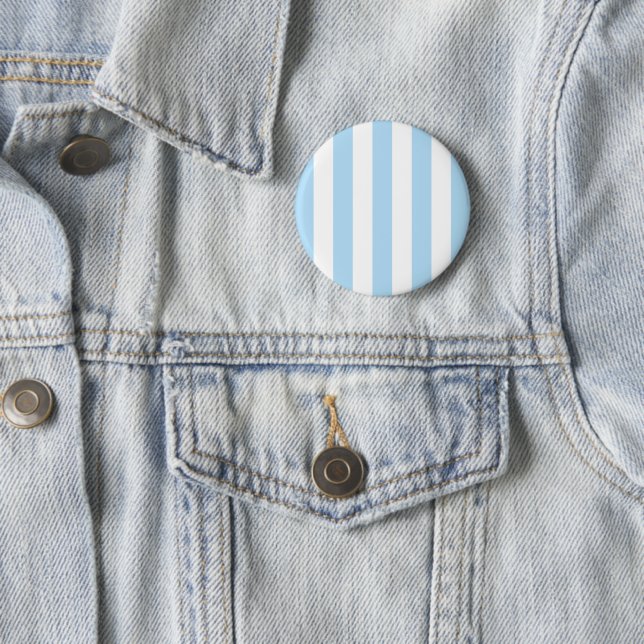 Blue Stripes, White Stripes, Striped Pattern Button (In Situ)