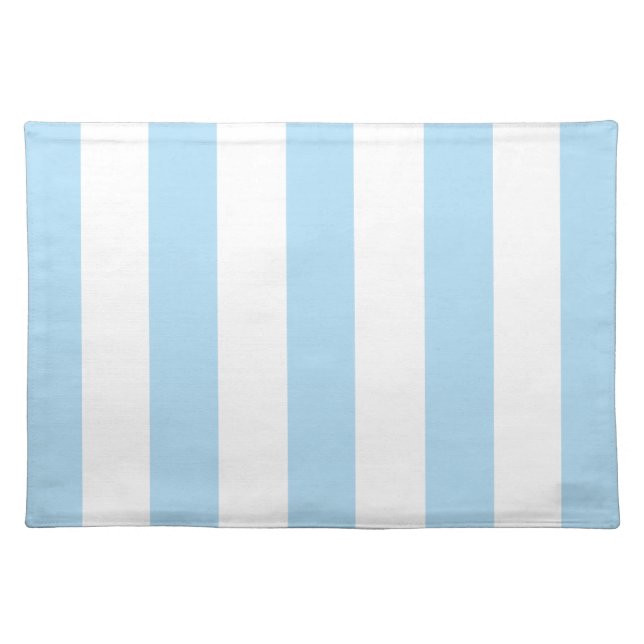 Blue Stripes, White Stripes, Striped Pattern Cloth Placemat (Front)