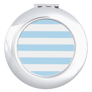 Blue Stripes, White Stripes, Striped Pattern Compact Mirror