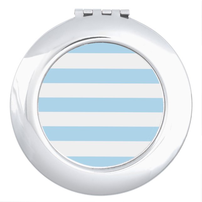 Blue Stripes, White Stripes, Striped Pattern Compact Mirror (Front)