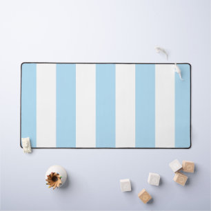 Blue Stripes, White Stripes, Striped Pattern Desk Mat