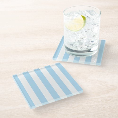 Blue Stripes White Stripes Striped Pattern Glass Coaster