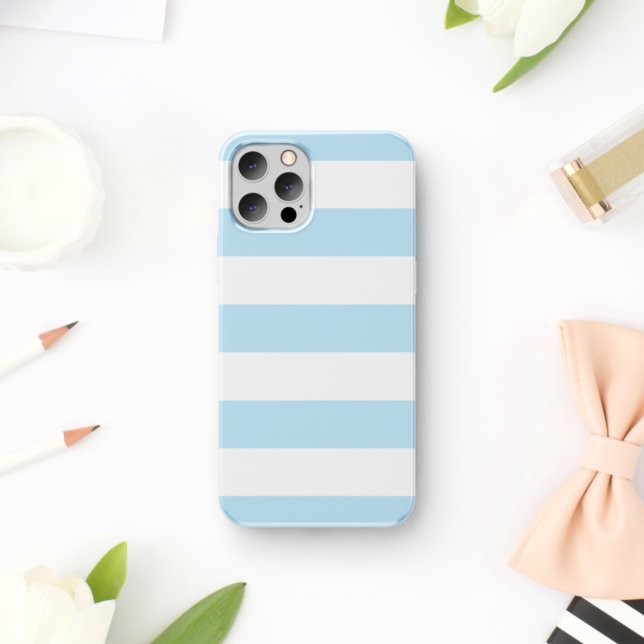 Blue Stripes, White Stripes, Striped Pattern iPhone Case (Creator Uploaded)