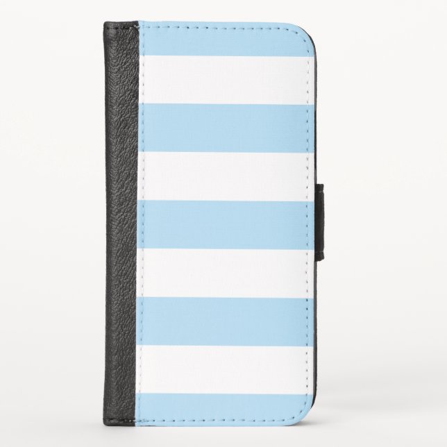 Blue Stripes, White Stripes, Striped Pattern iPhone Wallet Case (Front)