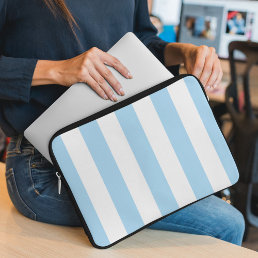 Blue Stripes, White Stripes, Striped Pattern Laptop Sleeve