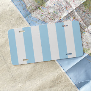 Blue Stripes, White Stripes, Striped Pattern License Plate