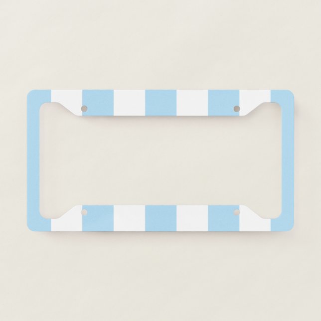 Blue Stripes, White Stripes, Striped Pattern License Plate Frame (Front)
