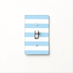 Blue Stripes, White Stripes, Striped Pattern Light Switch Cover