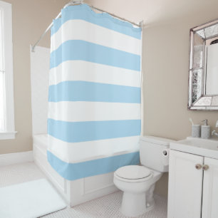 Blue Stripes, White Stripes, Striped Pattern Shower Curtain