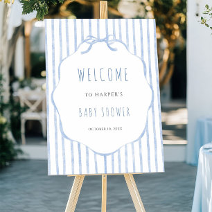 Blue Stripes with Frame Boy Baby Shower Welcome Foam Board