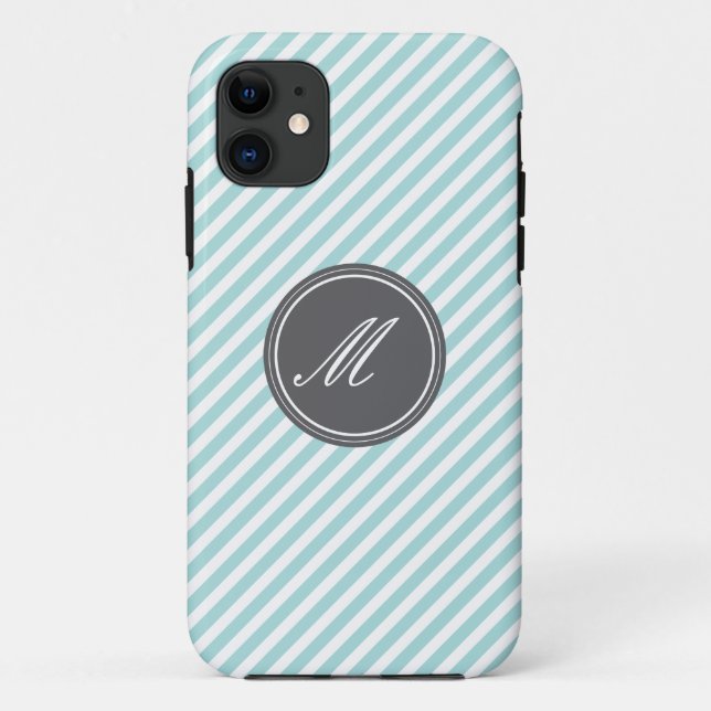 Blue Stripes with Monogram iPhone 5 Case (Back)