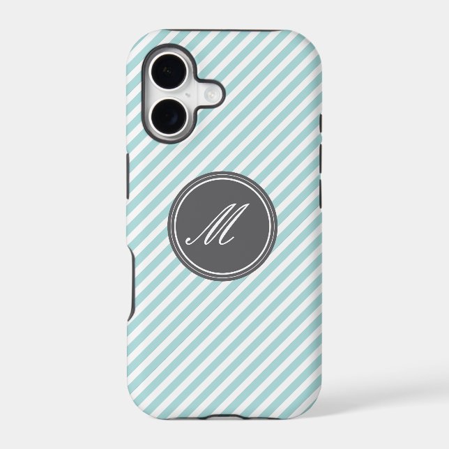 Blue Stripes with Monogram iPhone 5 Case (Back)