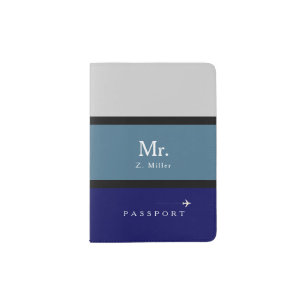 blue stripes with Mr. name Passport Holder