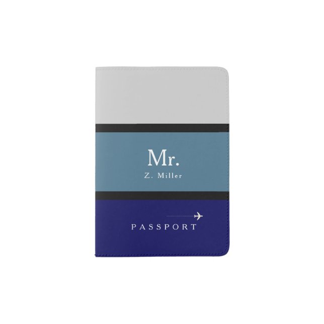 blue stripes with Mr. name Passport Holder (Front)