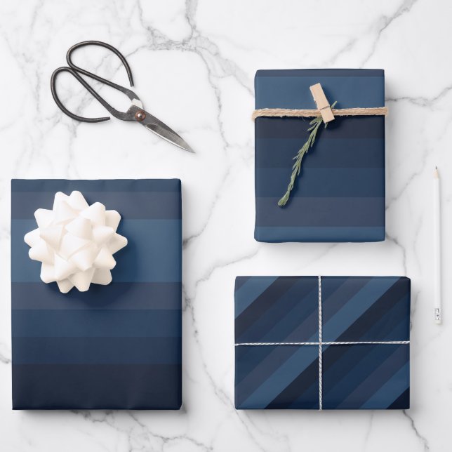 Blue Stripes Wrapping Paper Sheets (Front)