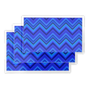 Blue stripes zigzag pattern acrylic tray