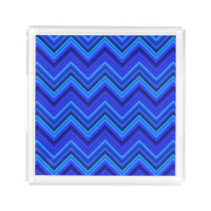 Blue stripes zigzag pattern acrylic tray