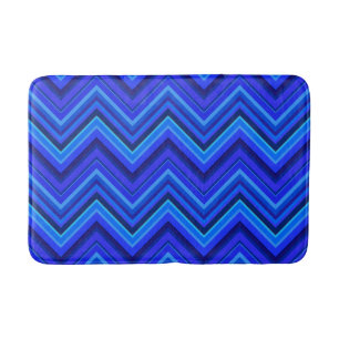 Blue stripes zigzag pattern bath mat