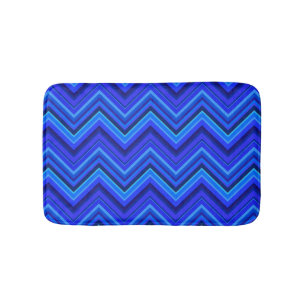Blue stripes zigzag pattern bathroom mat