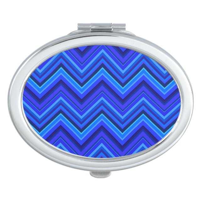 Blue stripes zigzag pattern compact mirror (Front)