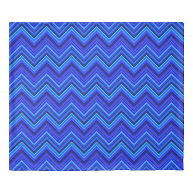 Blue stripes zigzag pattern duvet cover (Front)