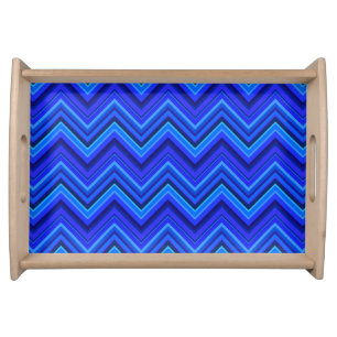 Blue stripes zigzag pattern serving tray