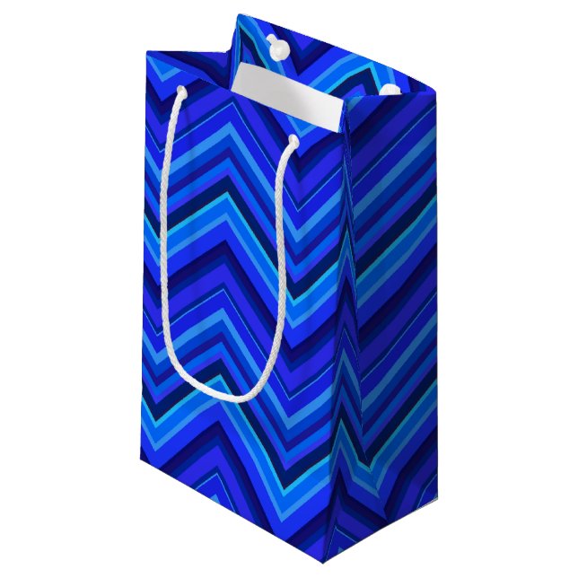 Blue stripes zigzag pattern small gift bag (Front Angled)