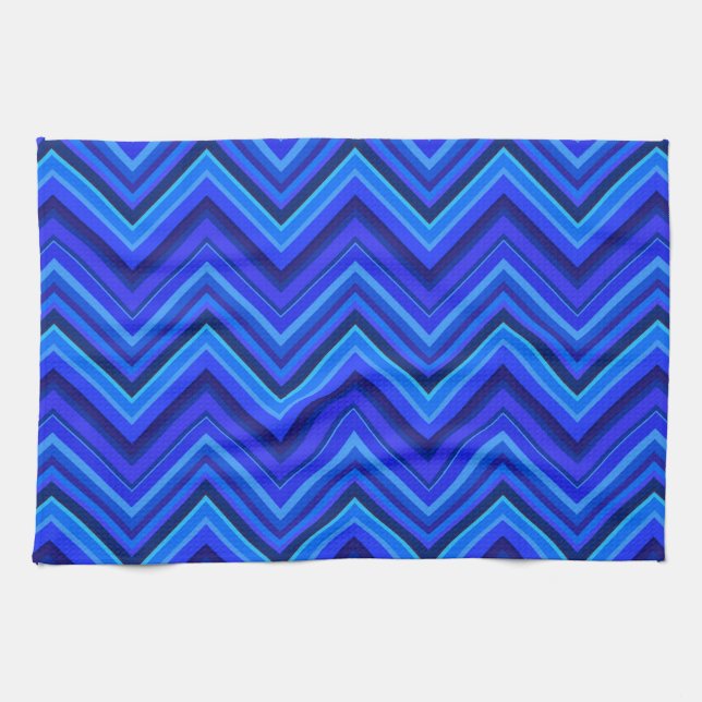 Blue stripes zigzag pattern towel (Horizontal)