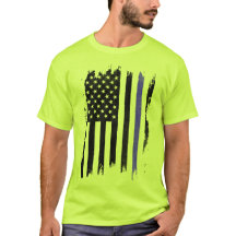 Blue Stripped Black And White US Flag T-Shirt