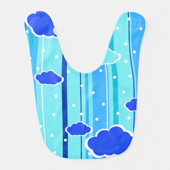 blue strips clouds dots baby bib (Front)