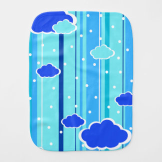 blue strips clouds dots baby burp cloth