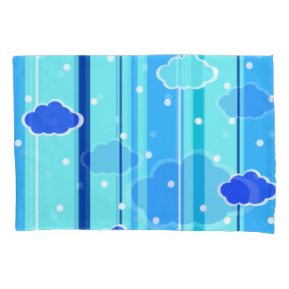 blue strips clouds dots pillow case