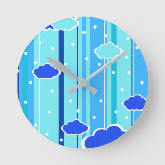 blue strips clouds dots round clock