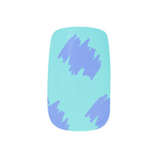 Blue Strokes on Cyan Nail Art