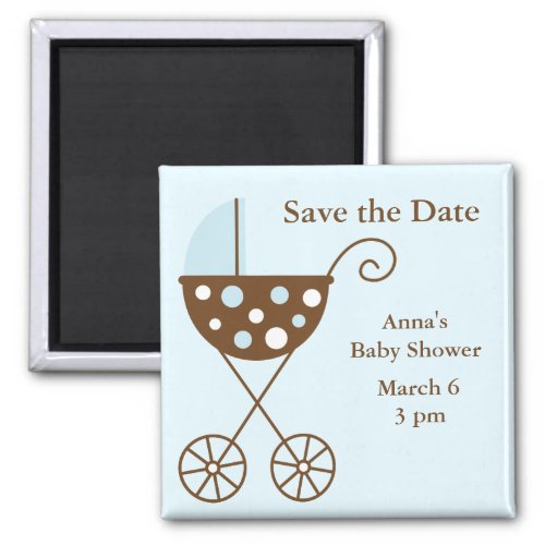 Blue Stroller Baby Shower Save the Date Magnet