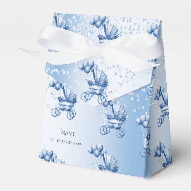 Blue Stroller Favor Box (Front Side)