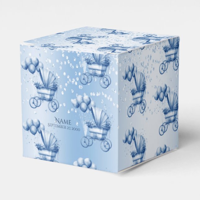 Blue Stroller Favor Box (Front Side)