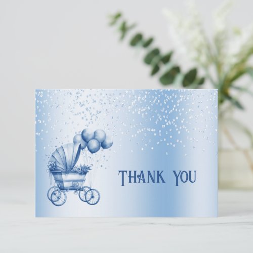 Blue Stroller Thank You Card
