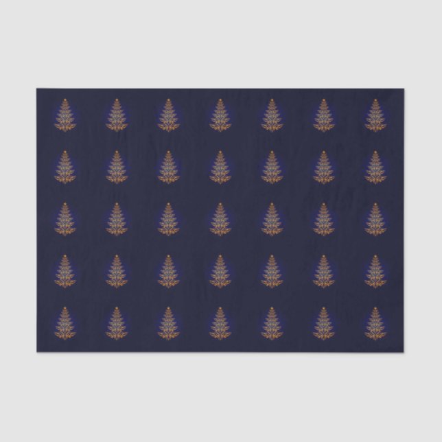 Blue Stylish Christmas Tree Tissue Paper (Front)